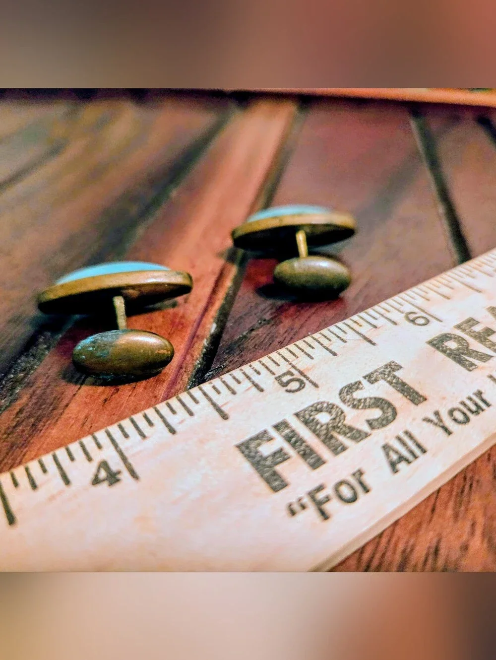 Antique Turquoise Marquise Cufflinks for Men - Classic Brass Finish